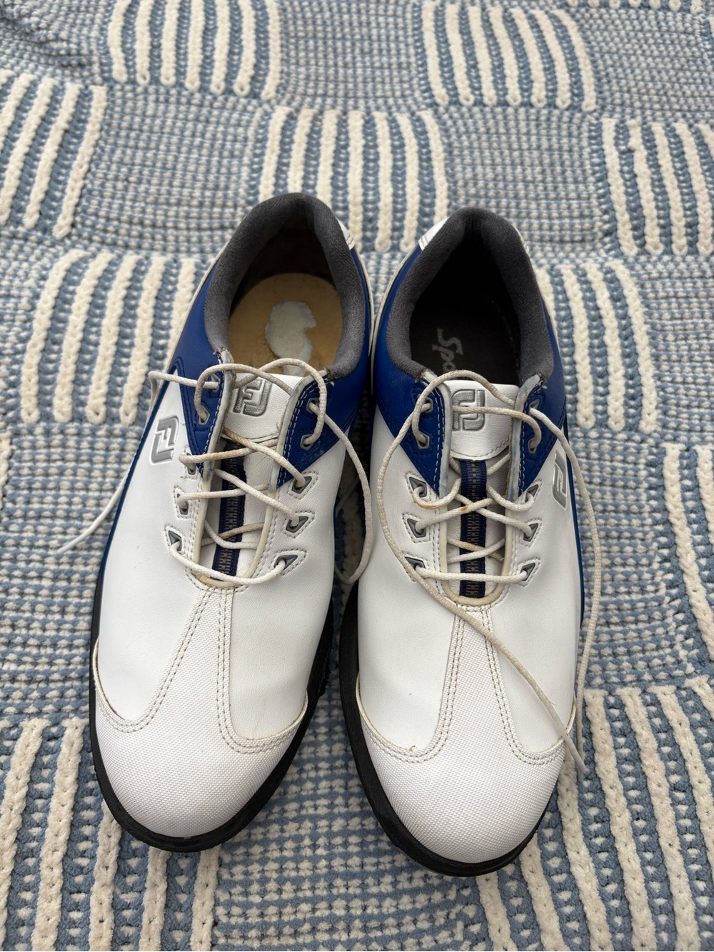 Footjoy Men's White and Blue Performance Golf Shoes